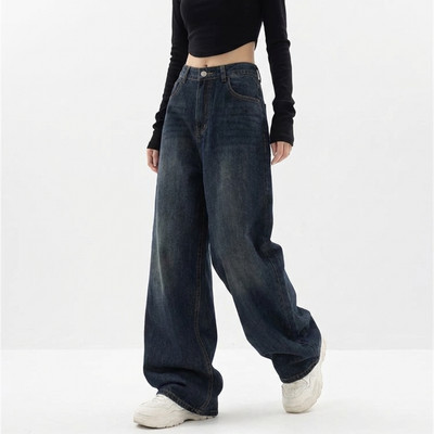 Vintage Women Wide Leg Jeans Harajuku Baggy Denim Trousers Oversized Grunge Streetwear  Autumn Pants Korean Fashion