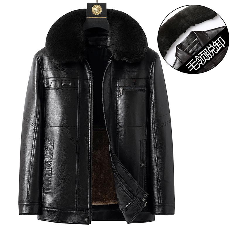 Herren Plus Size Dicke Lederjacke mit Pelzfutter - Winterbekleidung