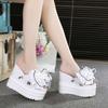 Slippers Women's Summer 2025 New Versatile Outer Wear 13cm Thick Bottom Flower One-word Drag Korean Version Slope Heel Muffin Cool Slippers
