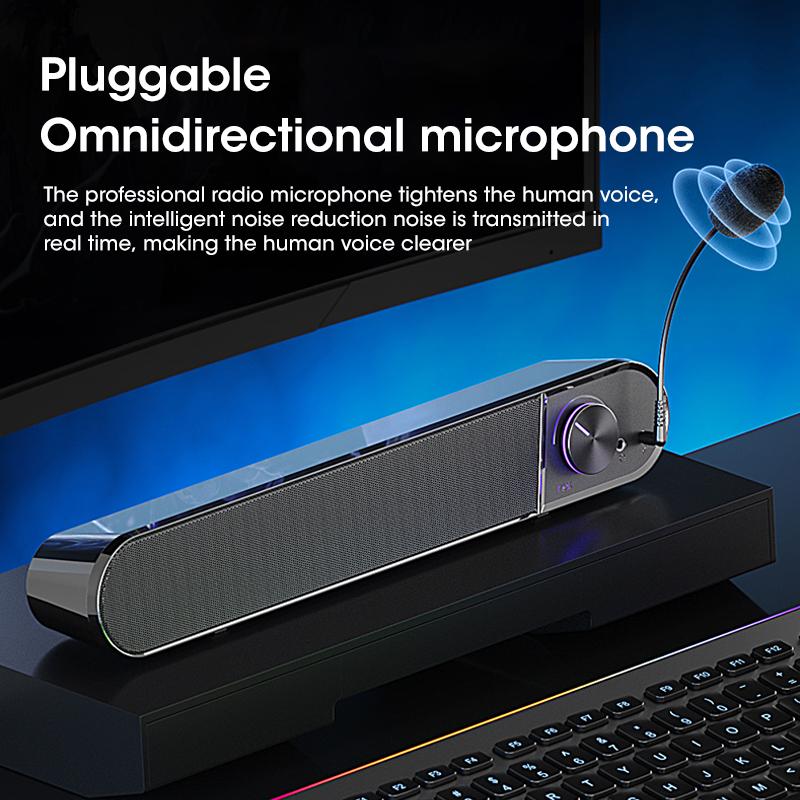 Home Theater Bluetooth Soundbar with Subwoofer 4D Surround Strong Bass Wired Stereo Speaker for TV Computer
