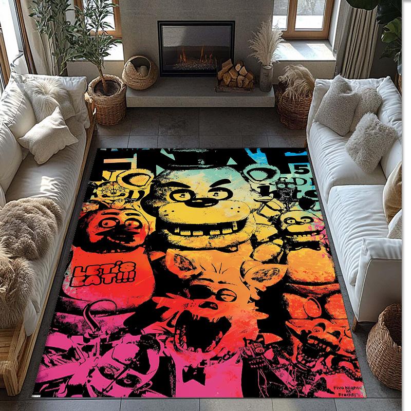 Five Nights at Freddy Printed Crystal Velvet Area Rug, Soft Anti-Slip Water Absorbent Floor Mat for Living Room Bedroom