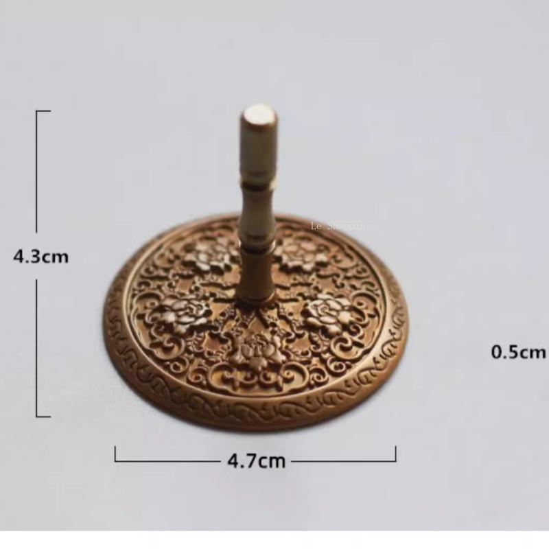 

4.7cm Pure Brass Gray Pressure/Peony Pattern Incense Powder Ash Leveling Pressure Tool/Incense Burner Ash Pressing Supplies