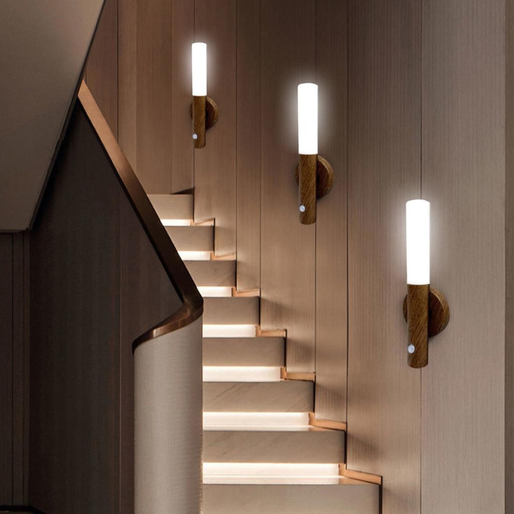 Modern USB powered LED wall light with motion sensor and three color lights, perfect for stairs and corridors
