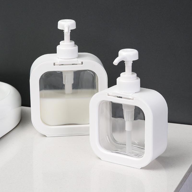 500ml Large Capacity Refillable Travel Bottles: Press-Type Transparent Shampoo, Shower Gel, and Hand Soap Dispensers
