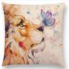 Exquisite Watercolor Lion Flowers Butterfly Lane Bird Wren Cushion Cover Ideal For Stylish Homes