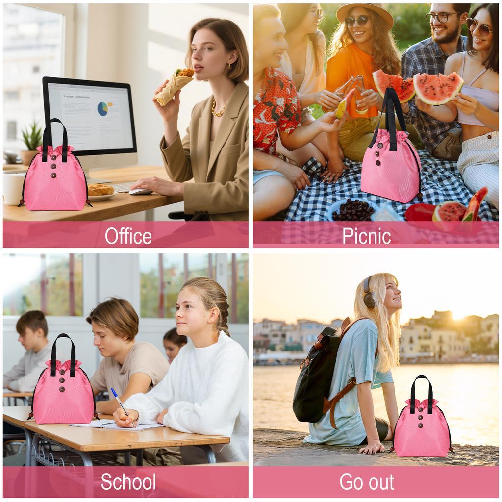 New Nylon Handheld Lunch Bag Simple Modern Style Insulated Lunch Bag Multi-color