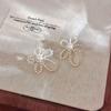 Elegant Zircon Flower and Pearl Stud Earrings - High-End Niche Design