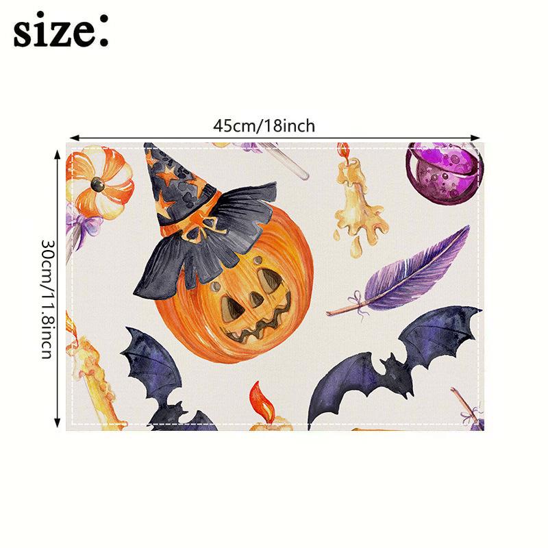 Halloween Pumpkin Placemat Set of 4 – Heat-Resistant Table Mats for Family Gatherings