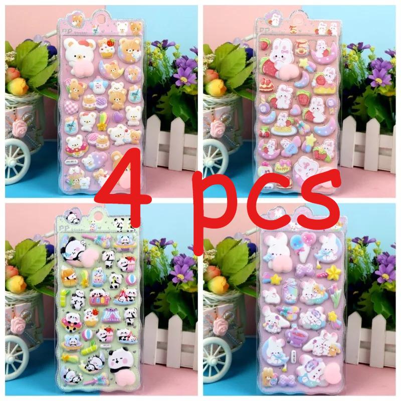Cute Cartoon 3D Bubble Stickers - Bear, Rabbit, Panda Designs for Kids' Journal Decoration & Kindergarten Reward Stickers