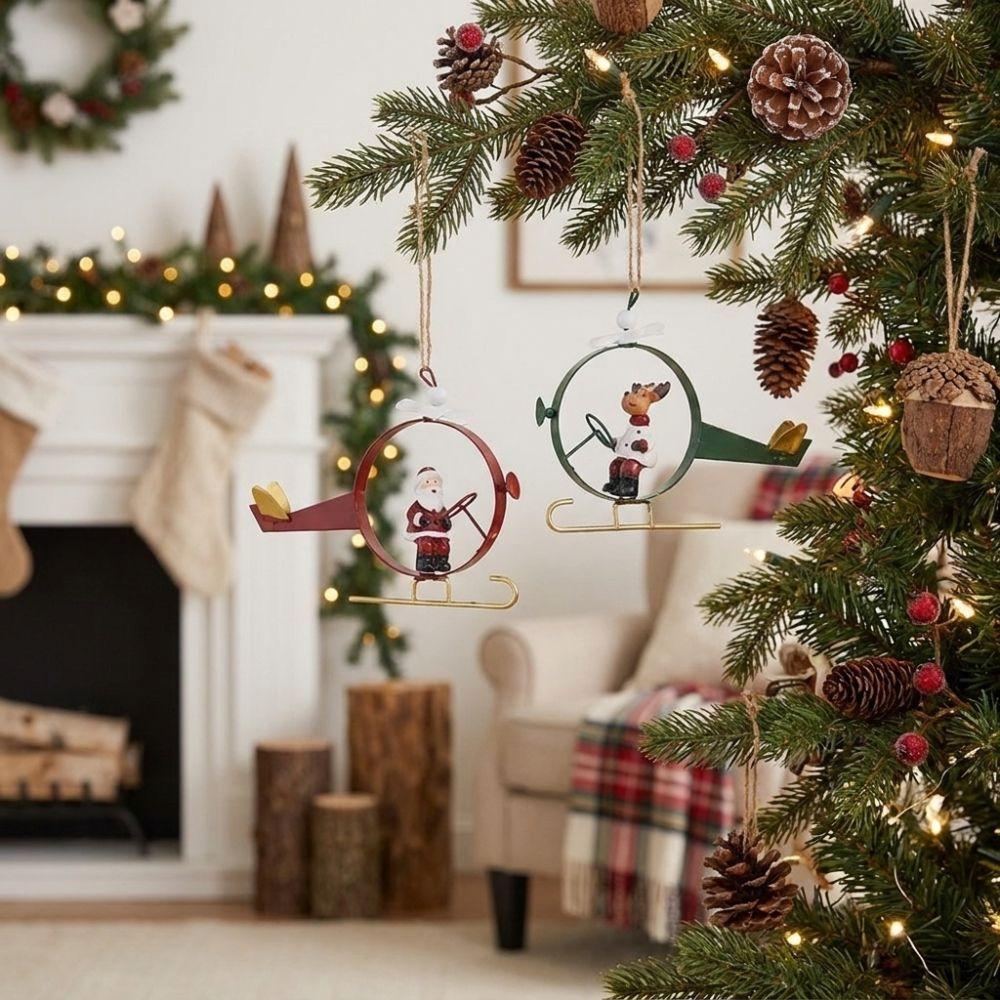 Hanging Christmas Tree Pendant Iron Xmas Hanging Ornaments Snowman Pendant Holiday Decor