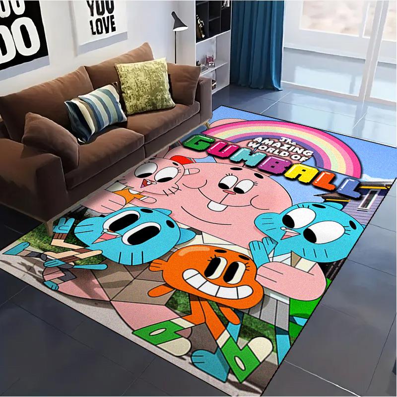 Der Erstaunliche Welt von Gumball Teppich für Wohnzimmer Schlafzimmer Zuhause Sofa Dekoration, Kinder spielen Rutschfeste Bodenmatte