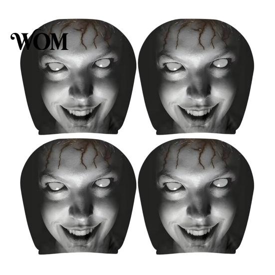 Car Headrest Covers 4 Pcs Halloween Covers, Creepy Ghost Face Seat Scary Styling Upgrades Protector, Universal Auto Decor for SUV Truck, Funny