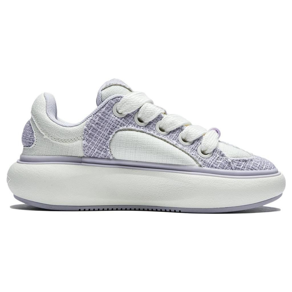 Li Ning Cloud Travel C4D Comfortable Shock Absorbing Wear Resistant Low Top Casual Shoes Women Casual Shoes Off-White Purple AZGT090-15