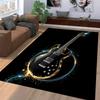 Electric Guitar Pattern Carpet with Black Background and Colorful Glow Suitable for use as an anti-slip for living room bedroom sofas