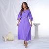 Elegant Long-Sleeve V-Neck Evening Gown - European & American Style