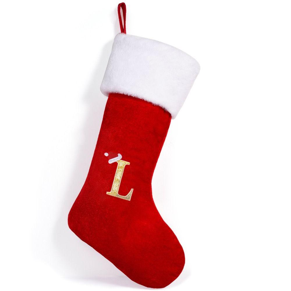 

Large Capacity Christmas Alphabet Knitted Socks Red Candy Gift Bags Xmas Gift L