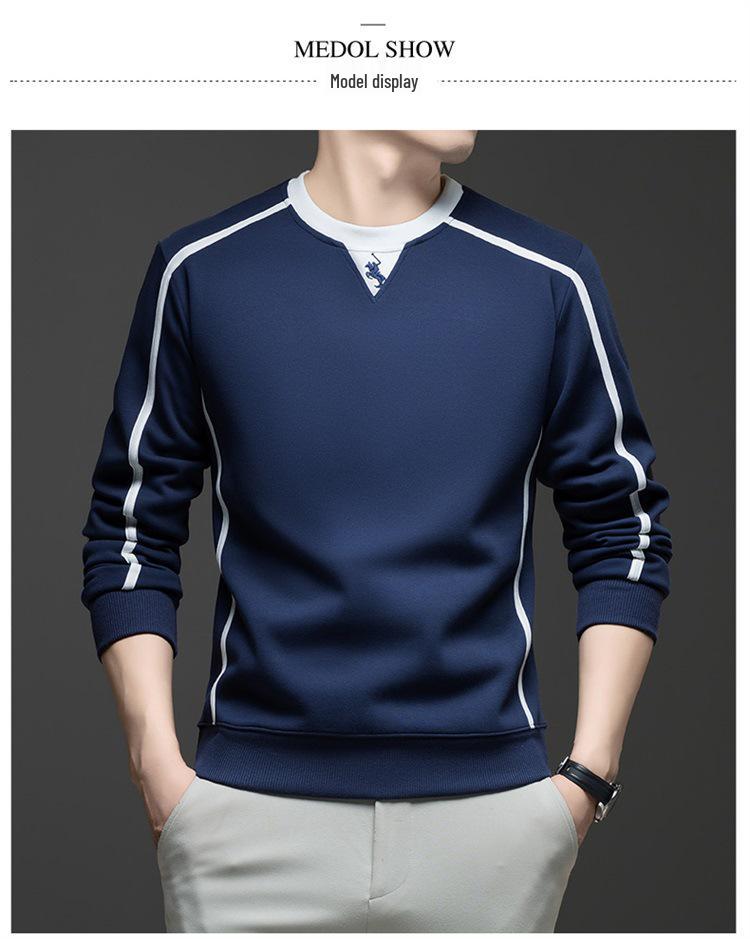 Embroidered Pony Logo Men's Sweatshirt: Fleece-Lined Cotton Blend for 2025 Autumn/Winter Fashion