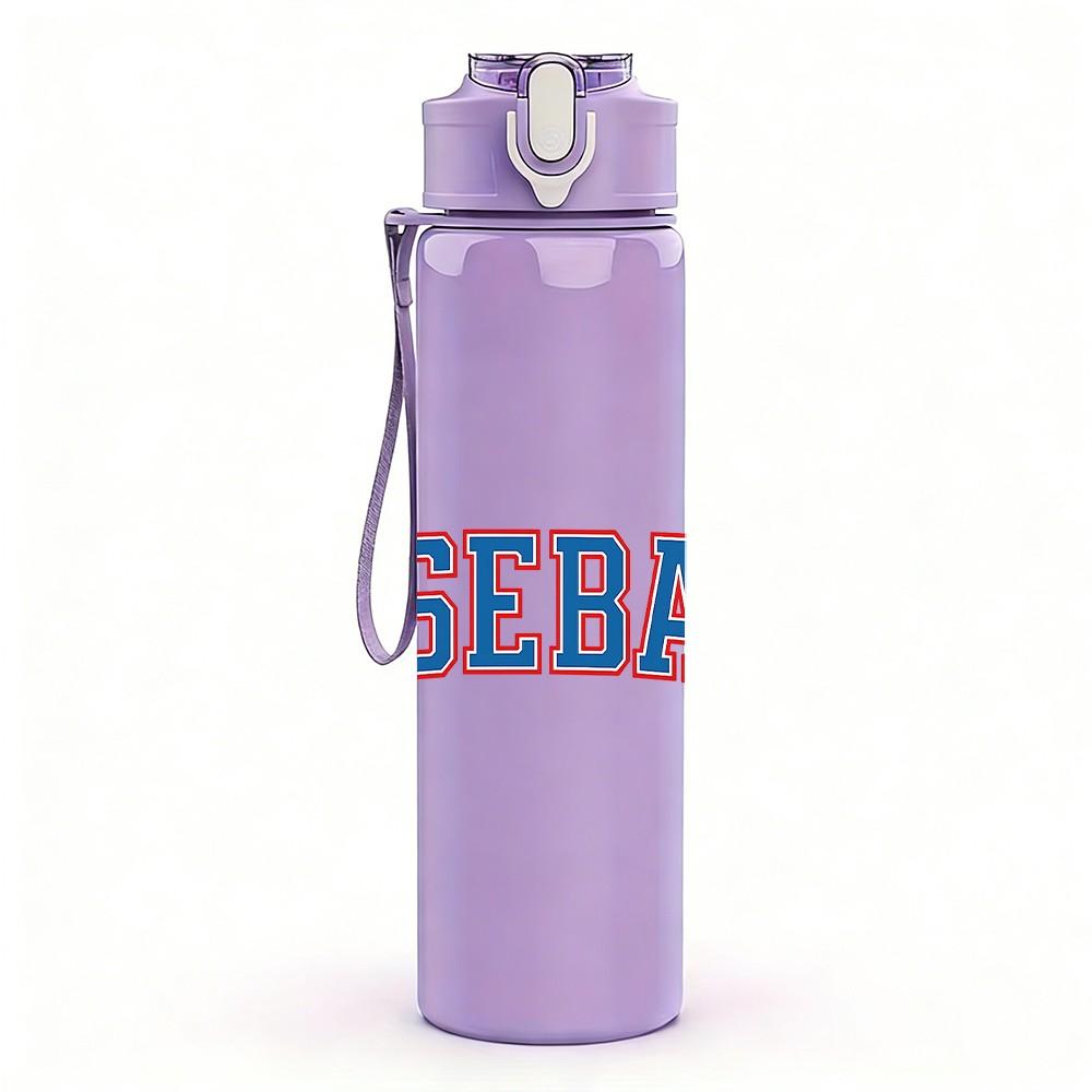 1PC Baseball Sport Text Logo Print 750ml Color Plastic Sports Water Bottle Leakproof Flip Straw Lid Suitable for Sports Office Home Use