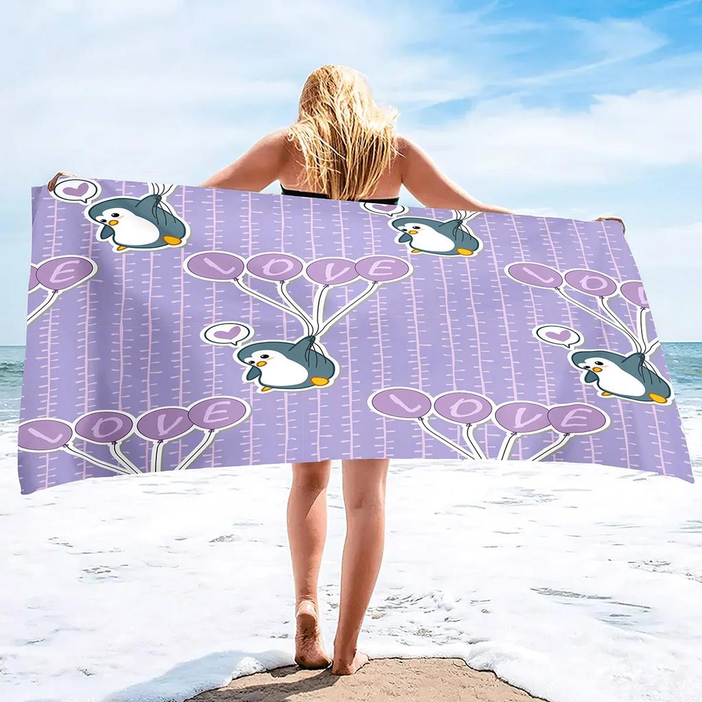 Asciugamani da Spiaggia Uccello Pinguino Asciugatura Rapida Microfibra Morbido e Assorbente Asciugamano da Bagno Viaggio Outdoor Asciugamano da Spiaggia Sovradimensionato Senza Sabbia