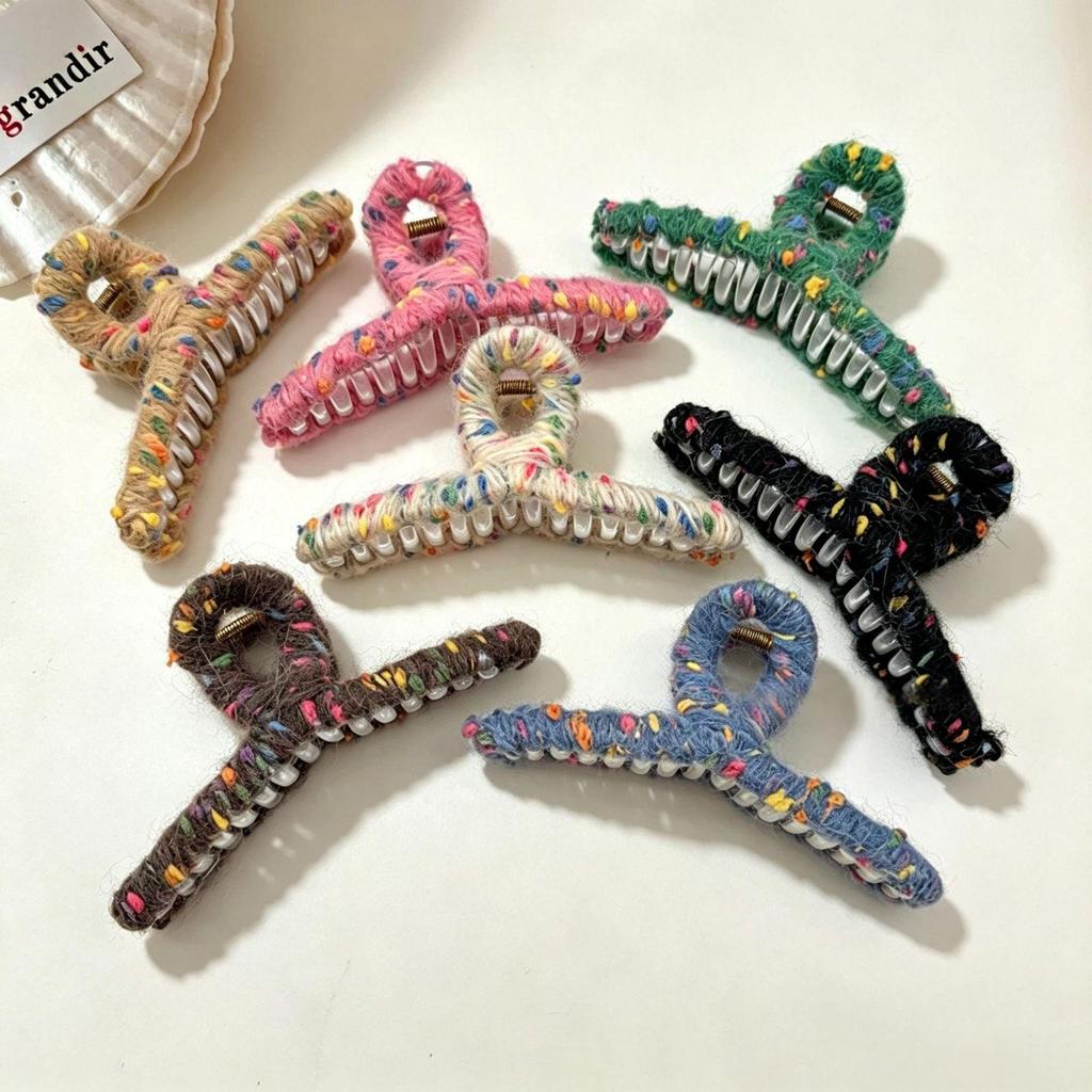 Rainbow Popping Candy Woolen Hair Clip - Cute Large Claw Clip for Women, High-End Internet Celebrity Shark Style