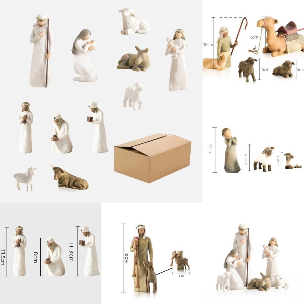 Shepherdess Toy Model Resin Christmas Scene Gift Set Angel Seasonal Gift Giving