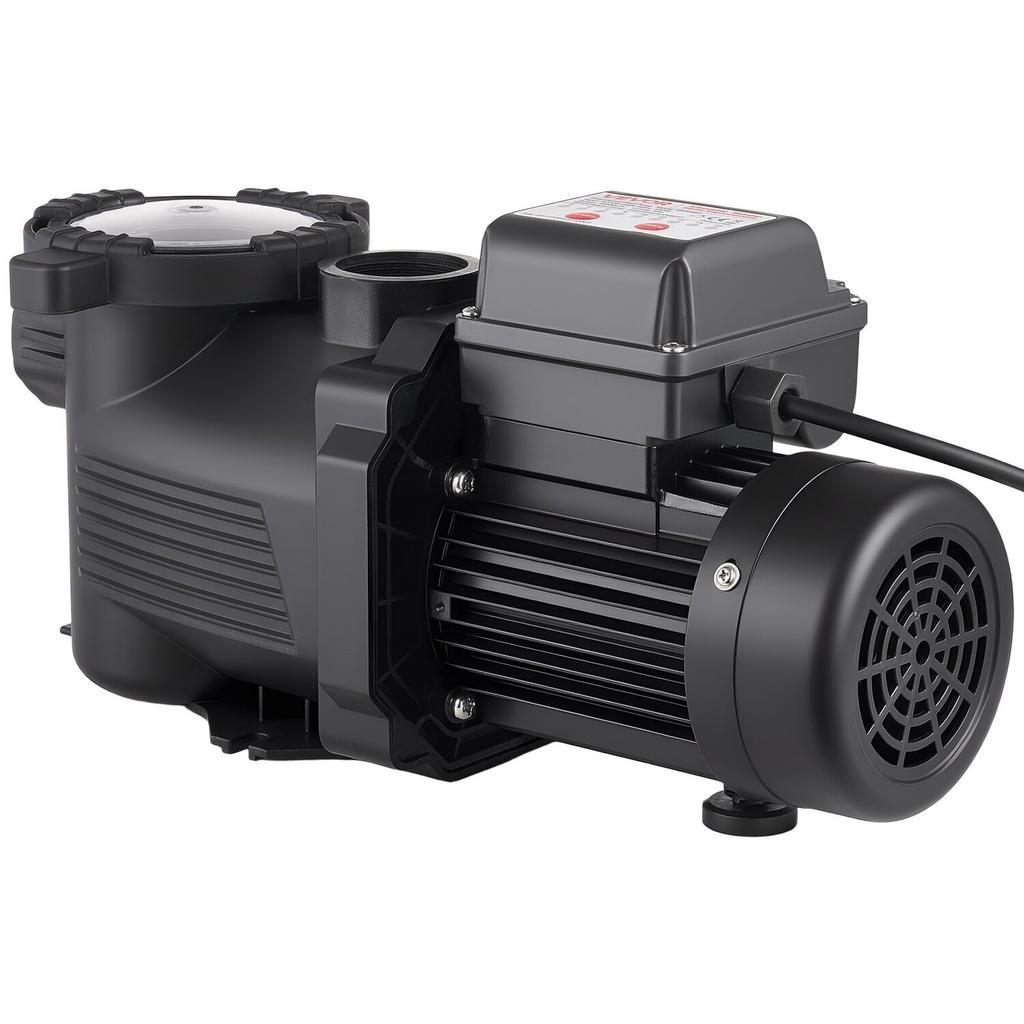 Zwembadpomp, 550W, 14.000 L/U Maximaal Debiet Enkele Snelheid Zwembadpomp, AC 220-240V, 3450 RPM, 12 m Maximale Opvoerhoogte, met 24-Uurs Timer & Filtermand, voor