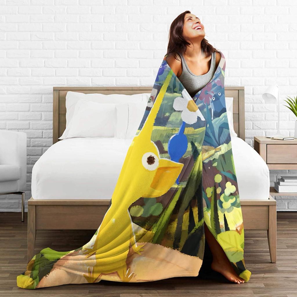 Gelbe Pikmin Weiche Warme Decken Kinder Plüsch Überwurfdecke Street Trend Sofa Bett Flanell Bettwäsche Sofa Bettbezug