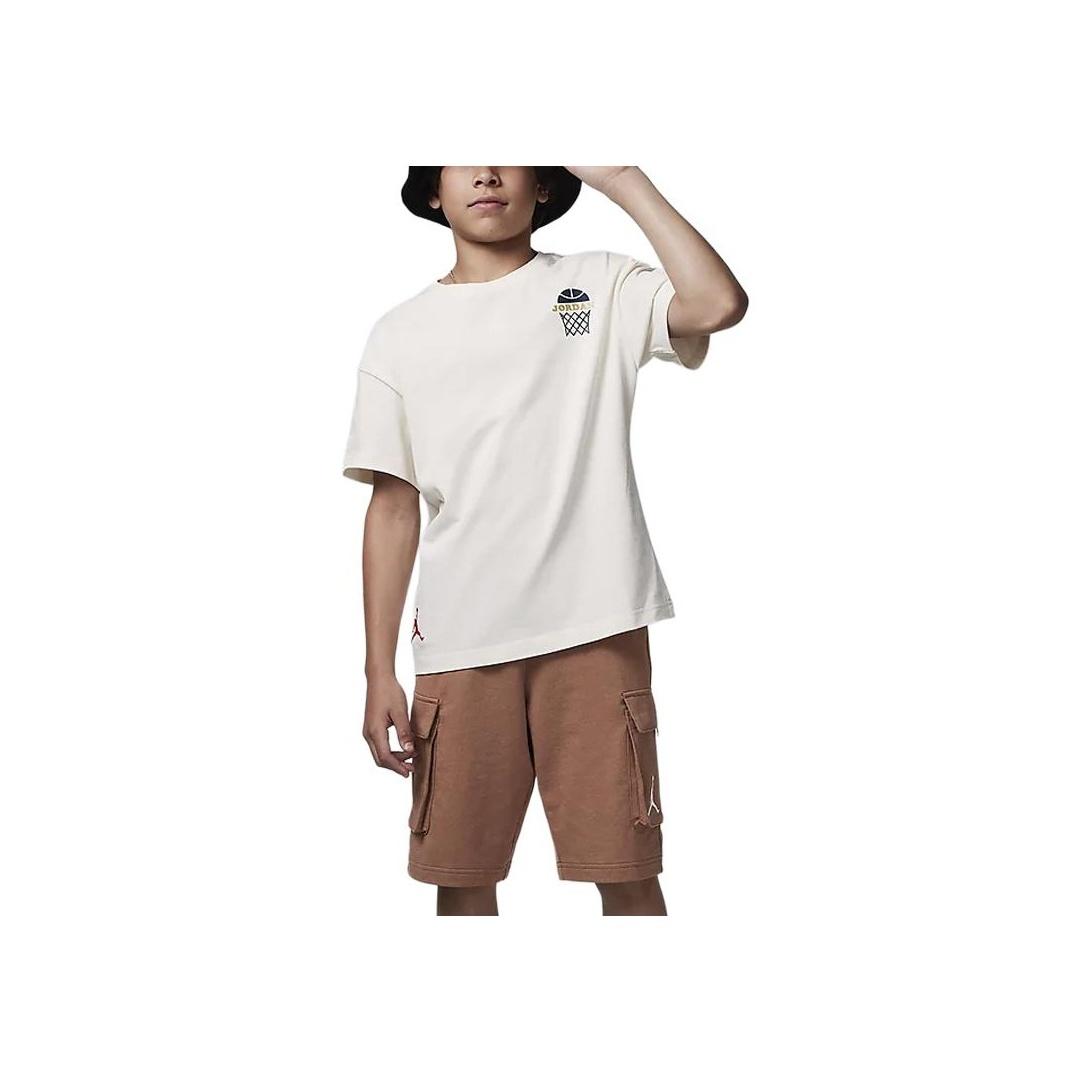 

Nike Круглый вырез, винтажный повседневный удобный свитер с буквенным принтом, короткий рукав, футболка, детские топы, светло-слоновая кость HQ7125-110 M