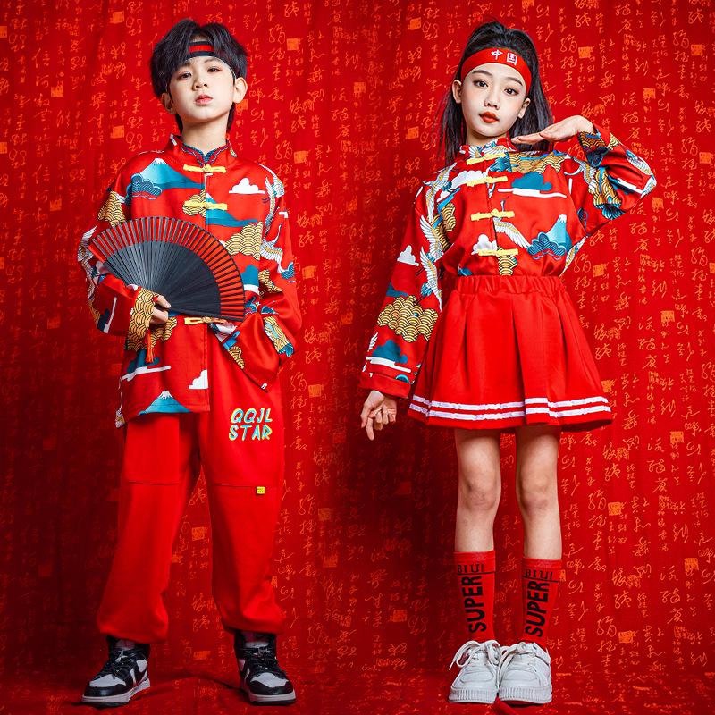 Neujahrs-Cheerleading-Kostüme für Kinder: Tang-Anzug im chinesischen Stil für Mädchen, Hanfu