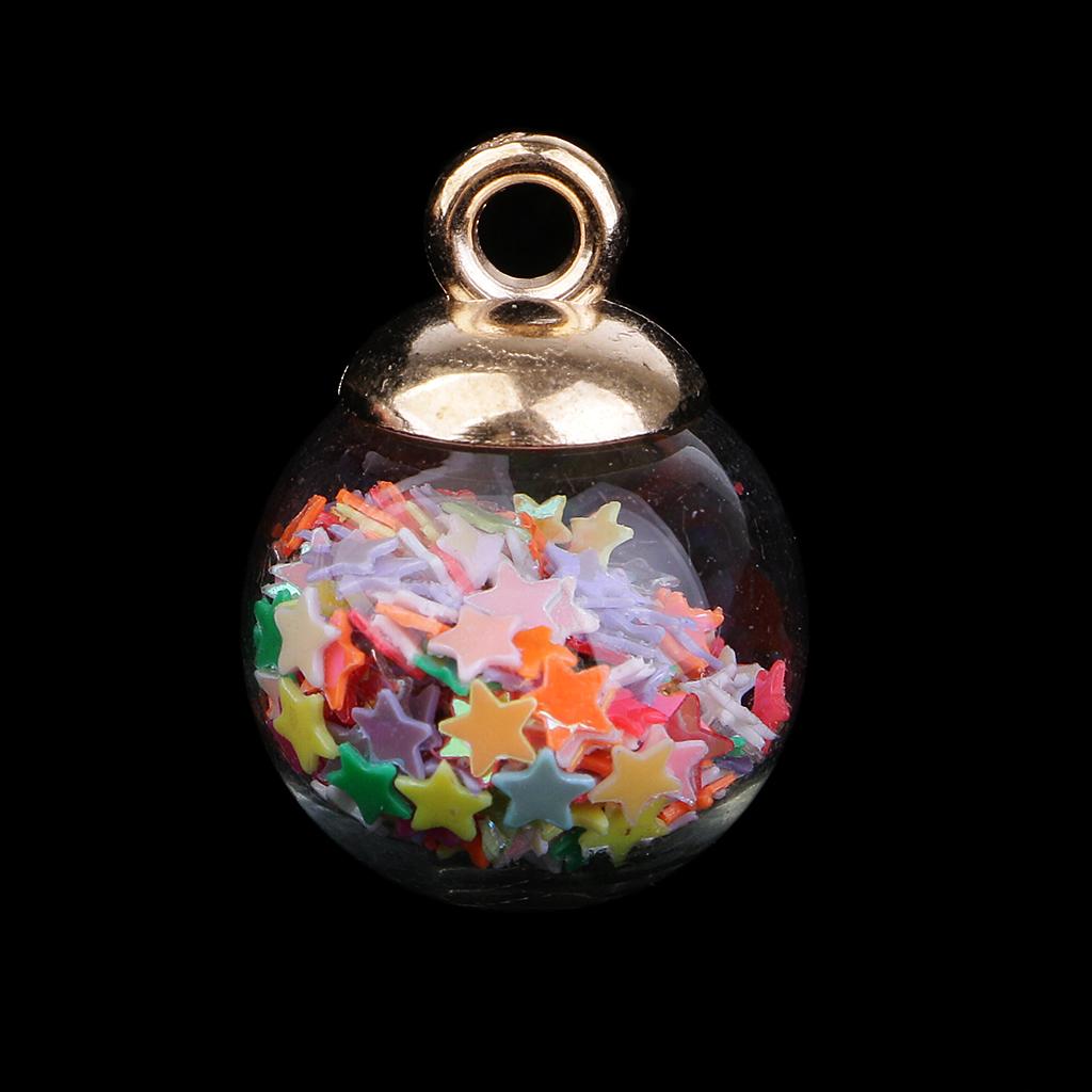 DIY 20Pcs 16mm Colored Stars Transparent Glass Ball Charms With Tiny Star Pendant Findings Craft