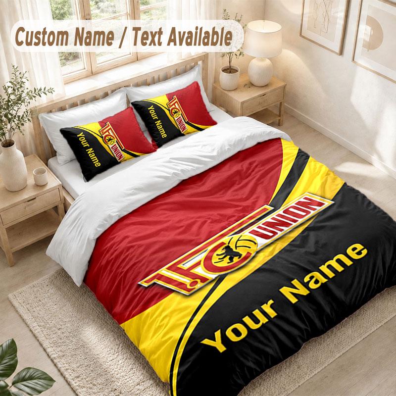 Custom Name Bedding Set 3 PiecesUnion Berlin FC Print Duvet Cover + 2 Pillowcases Soft Bed Decor