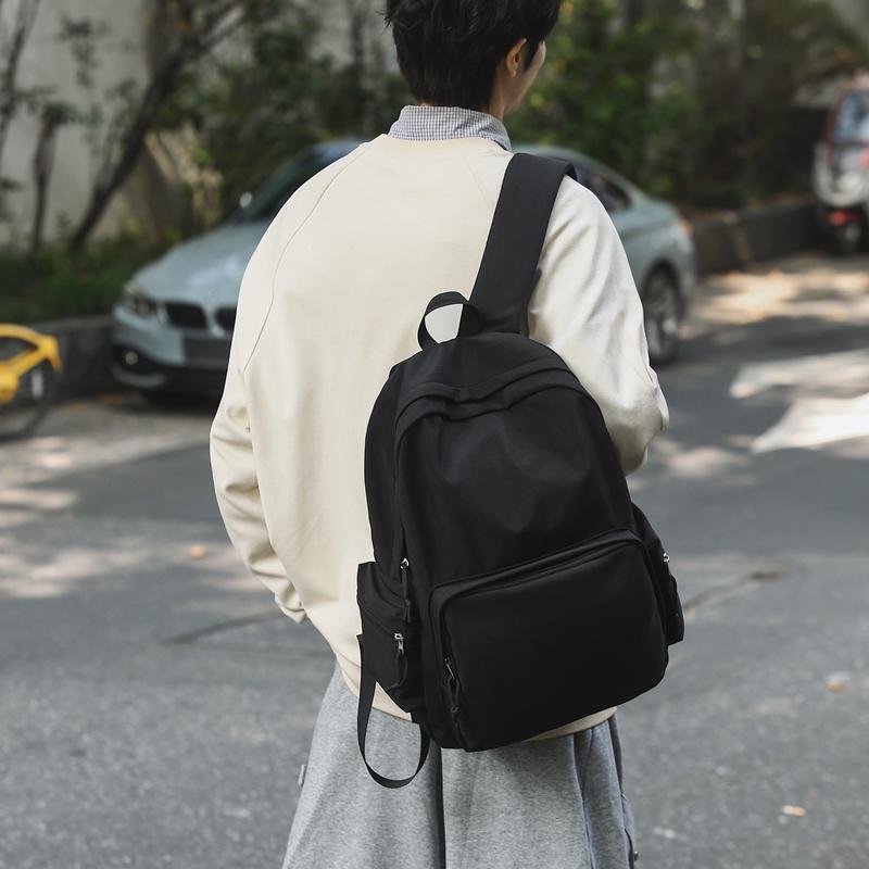 Women Schoolbag Men Solid Color Lightweight Travel Backpack Student Backpack