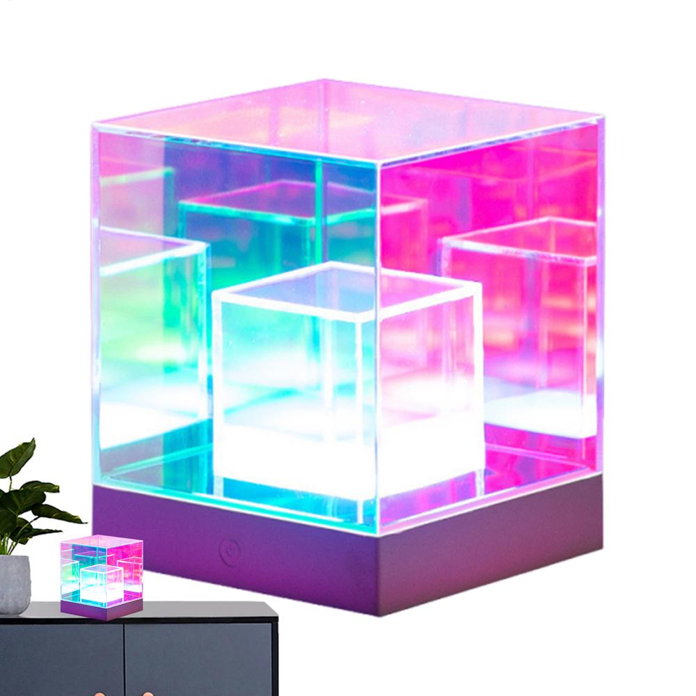 3D Infinity Desk Lamp USB Light Table Lights Desk Lamp Table Lamp Color Changing Ambient Lighting Cube Pyramid Desk Decor For