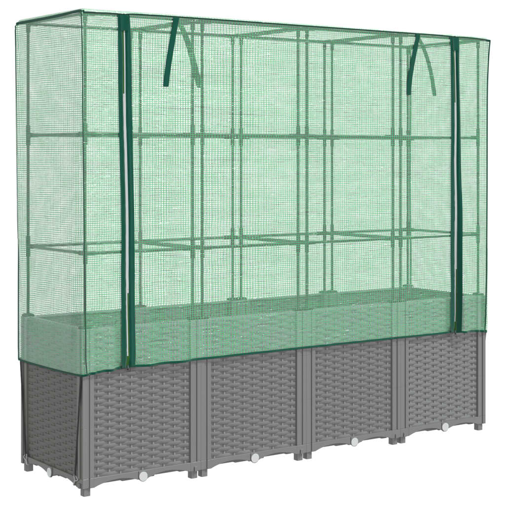 Hochbeet mit Gewächshausabdeckung Rattan-Optik 160 x 40 x 153 cm