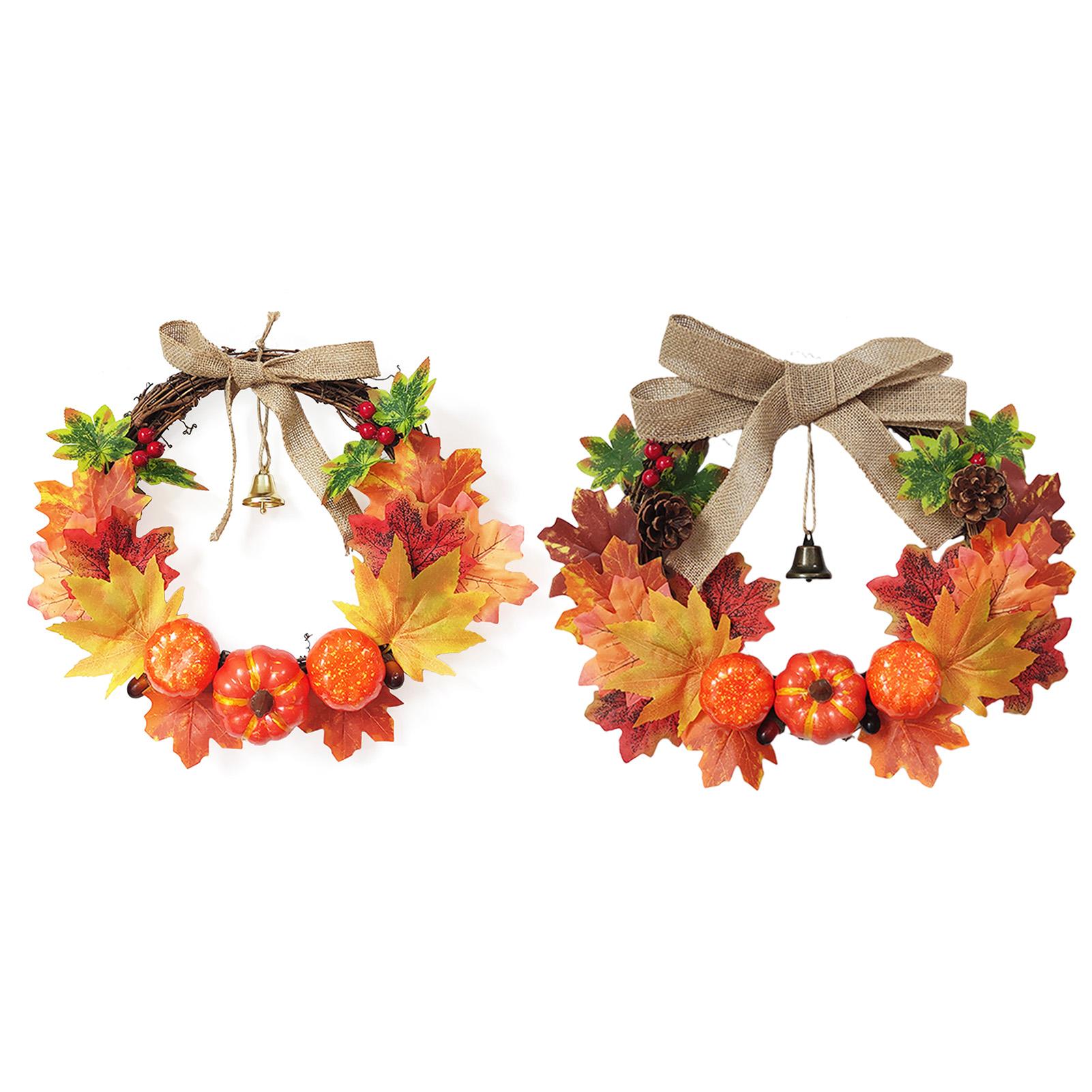 

Осенний дверной венок Хэллоуин День Благодарения Осенний лист Тыквенный декор