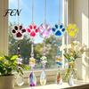 Swaying Layered Beads Decor Crystal Cat Paw Wind Chimes, Suncatchers for Windows Hanging, Colorful Suncatcher Prism Rainbow Maker Indoor Outdoor Home