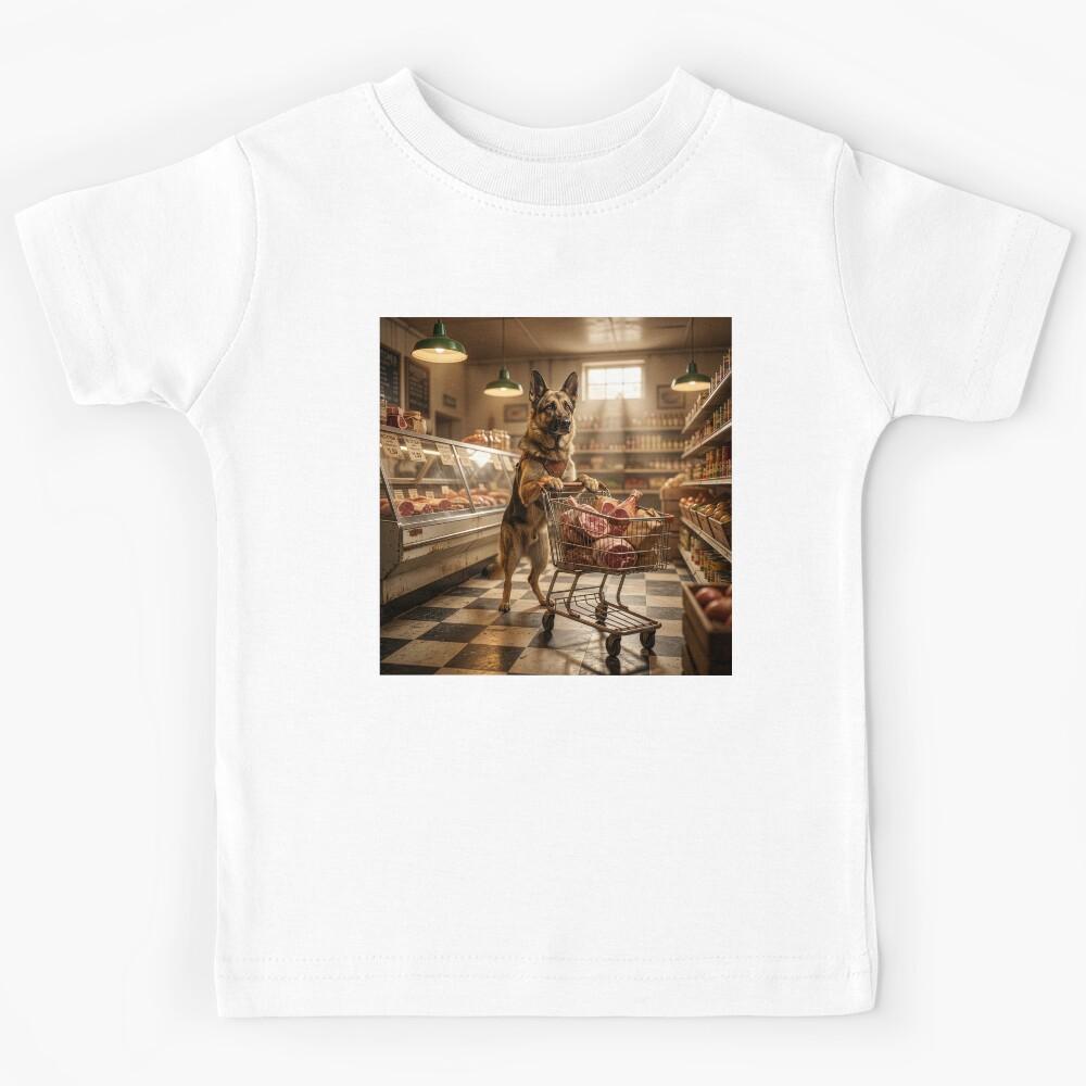 German Shepherd Visits the Butchery Kids T-Shirt 110