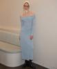 Salon De Yon Off Shoulder Long Wrap Dress_ Blue