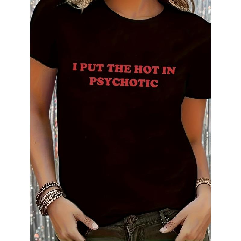 Women Minimalist English Letter Print Trendy Casual Tee S чёрный