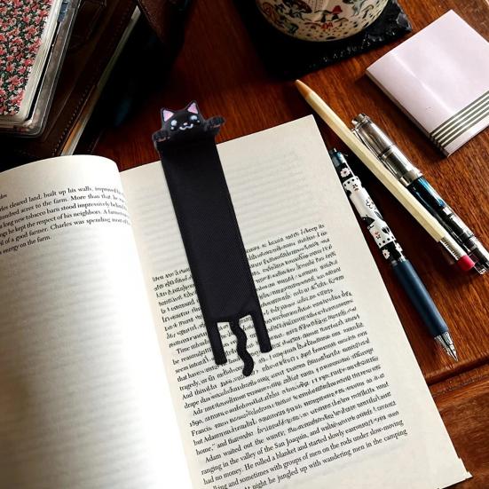 Hanging Cat Bookmark Plastic 3D Printed Long Body Kitten Book Page Marker Animal Decoration Book Lovers Birthday Christmas Gift
