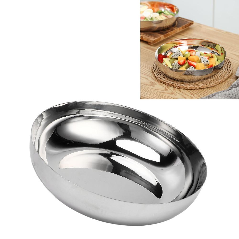 Wide Round Mixing Bowl Rustless Steel Fruit Bowl Large Capacity Salad Bowl Food Storage
