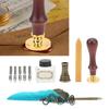 Retro   Pen Set Vintage Map Pattern Quill Pen Set with 5 Replacement Nibs Pen Stand Base Ink Empty Bottle for Writing
