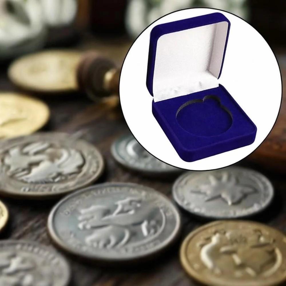 Samt Münzpräsentationsbox Abzeichen-Display Münzhalter-Etui Für Souvenir-Sammlung