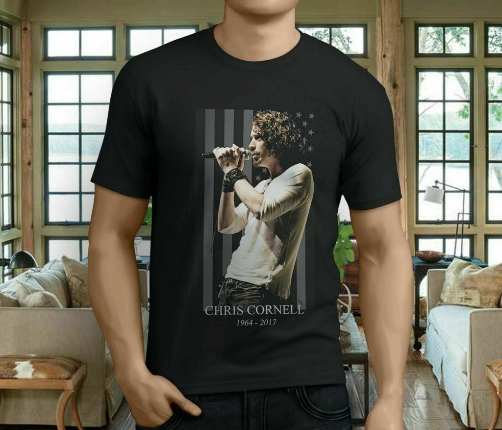 Rara T-shirt Nera da Uomo CHRIS CORNELL SOUNDGARDEN Tour S-234XL