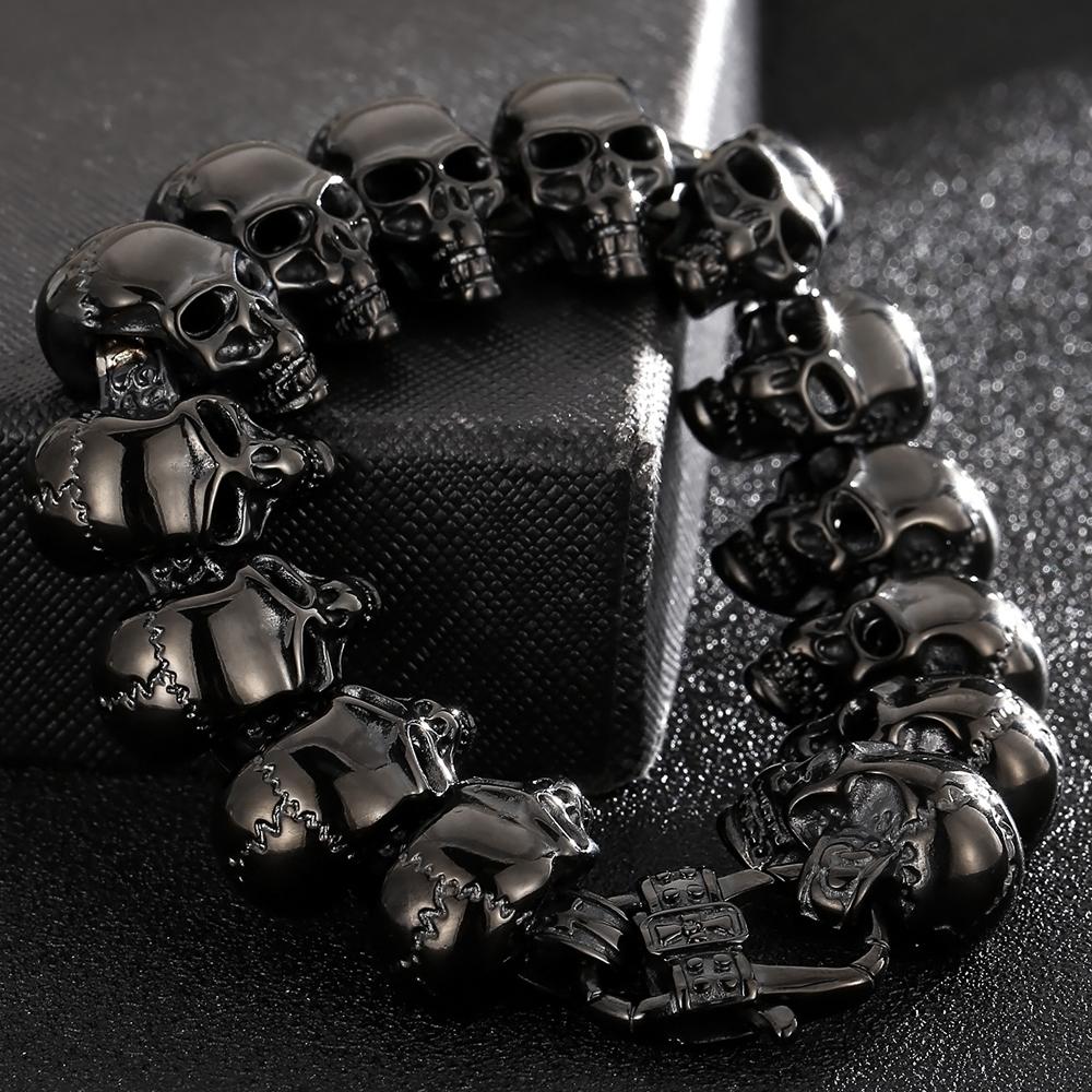 Bracciale Con Teschio Punk Rocker Da Uomo Bracciali Da Uomo - Foto 8