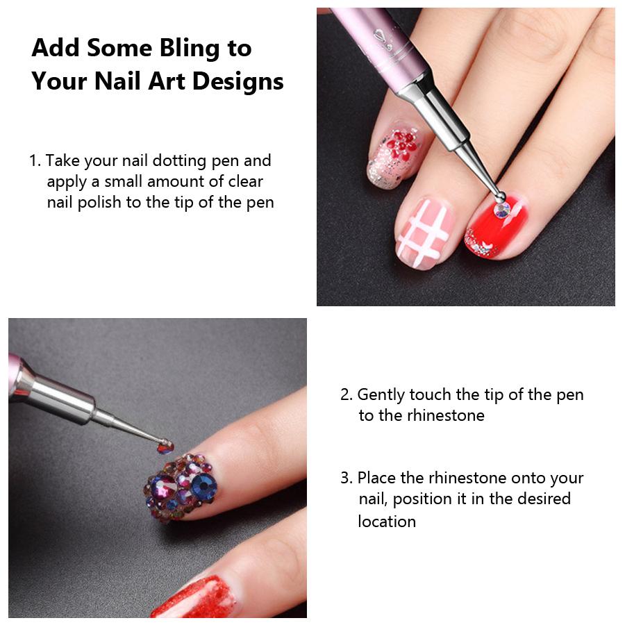 5Pcs Dual Heads Gradient Dotting Pen Brush with Silicone Rhinestones Gem Picker Crystal Picking Manicure Nail Art Tools