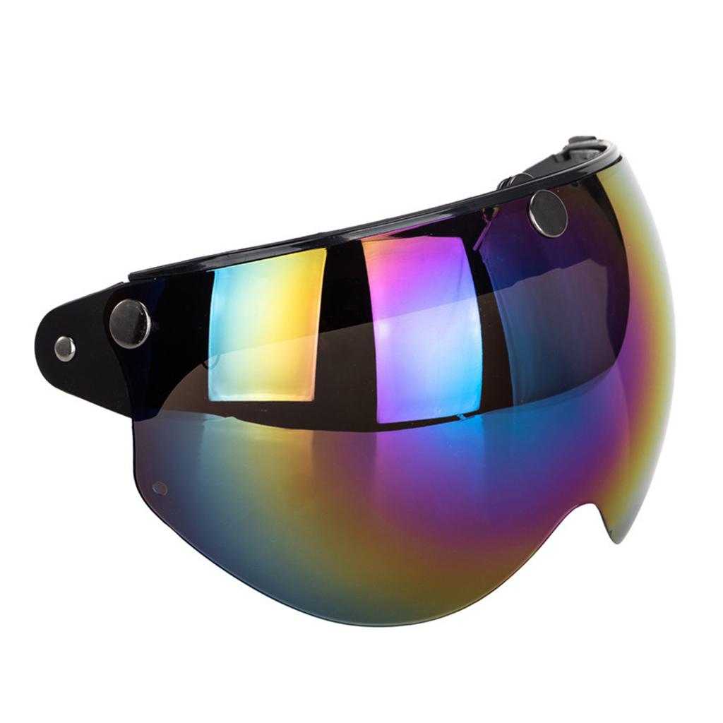 Universal Motorcycle Retro Pilot-Style Standard 3 Snap-Button Visor Flip Up Down Open Face Helmet Wind Shield Durable
