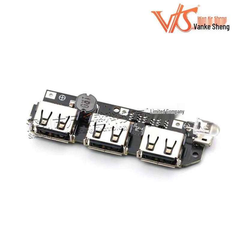 3-Port USB Power Bank Circuit Board: 5V 2.1A Boost Module for DIY 18650 Battery