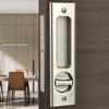 LWZH 6.3" Brushed Silver Privacy Pocket Door Lock Hardware, Invisible Recessed Handle Latch with Keys, Sliding Door Mortise Lock, Double Barn Door