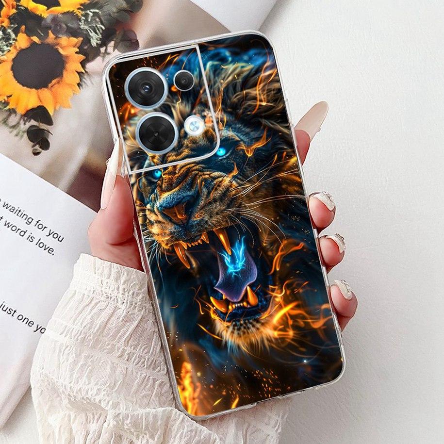 For OPPO Reno 8 Case CPH2359 Cover Cute Cartoon Cat Carp Lion Soft Silicone Shockproof Bumper For OPPO Reno8 Pro 5G CPH2357 Capa
